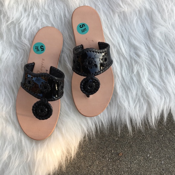 Jack Rogers Black Patent Leather Boating Sandals - Picture 3 of 7